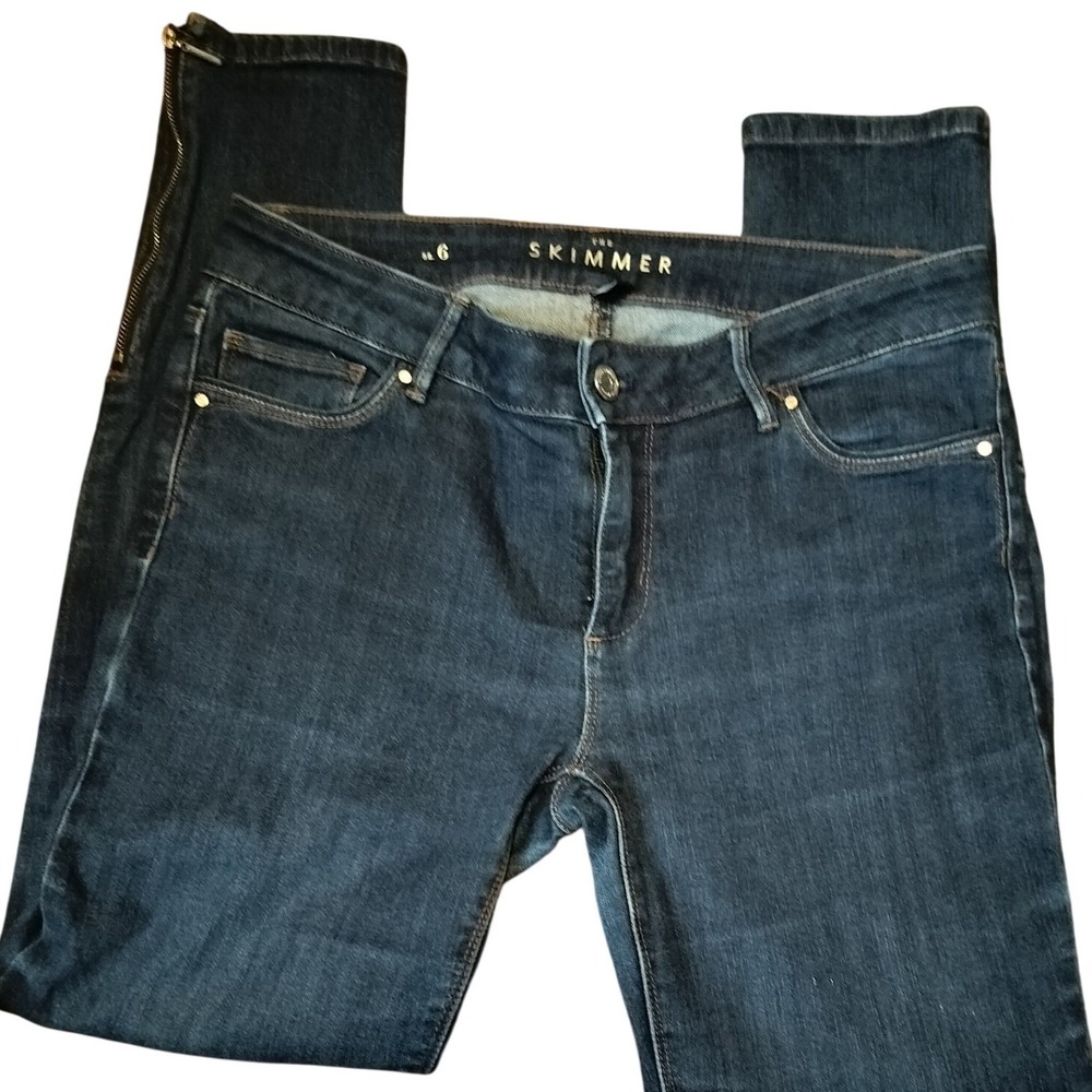 White House Black Market The Skimmer Jeans Dark Wash Ankle‎ Zip Women's Size 6